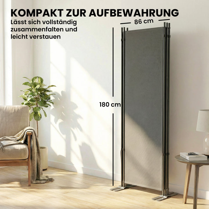 3-panels rumdeler, 260 x 30 cm, fritstående, metalskærm, privatlivsskærm, udendørs rumdeler, mørkegrå