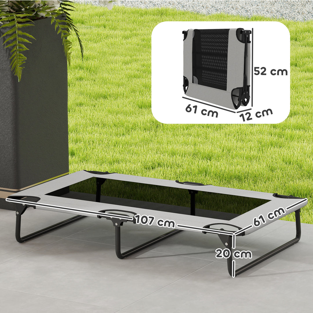 Bærbar forhøjet hundeseng, forhøjet hundeseng med åndbart net, til store hunde, lysegrå