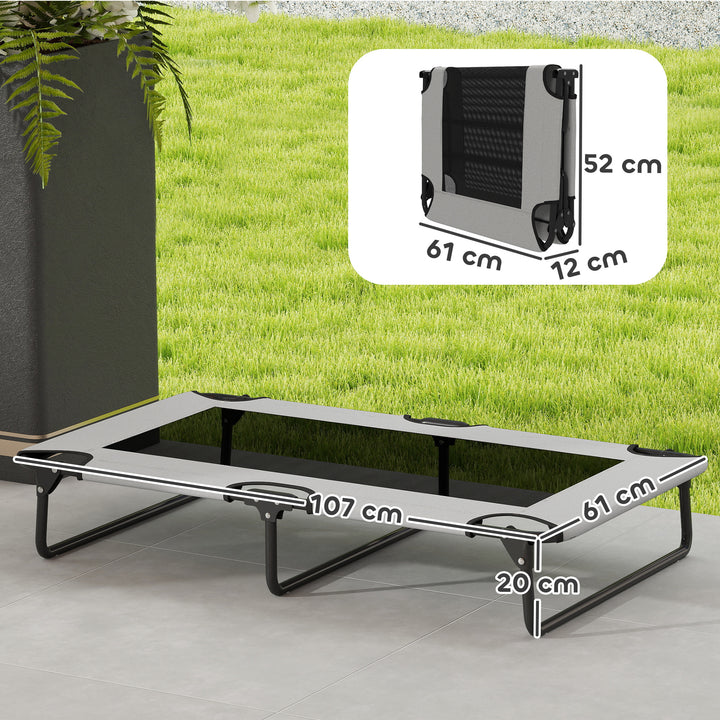 Bærbar forhøjet hundeseng, forhøjet hundeseng med åndbart net, til store hunde, lysegrå