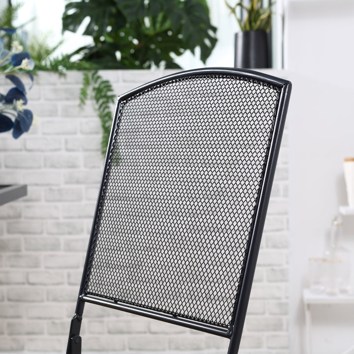 Havesiddegruppe til 2 personer bistrosæt 1 bord + 2 foldbare stole til terrasse altan metal grå