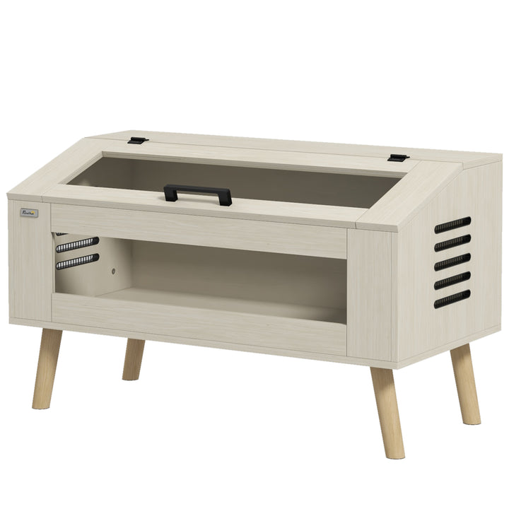 Krybdyrkasse, firbenkasse, 140 liter, kompatibel med varmepude, glasvindue