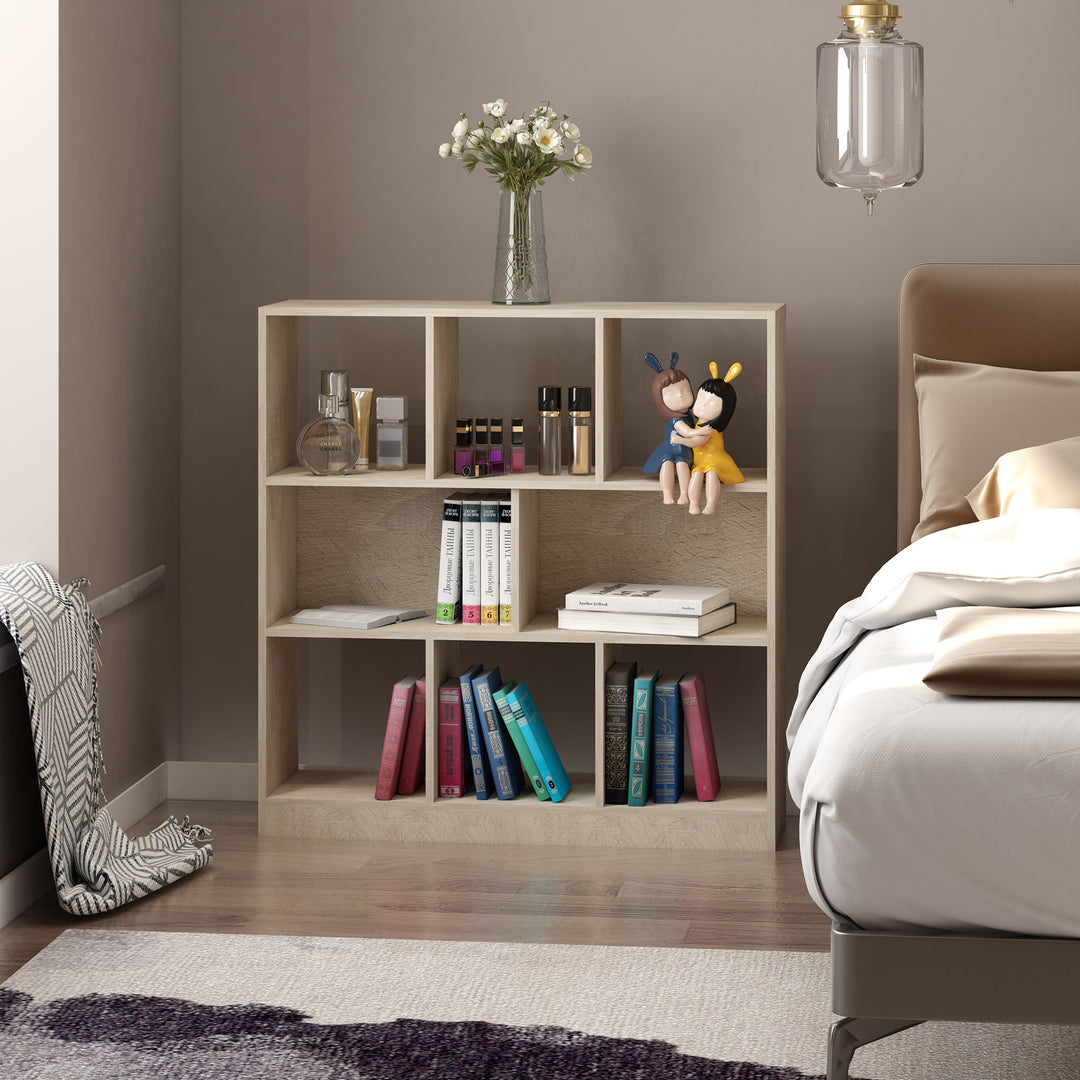 Bogreol stående hylde, 8 hylder, 97,5 x 30 x 100 cm, egetræslook