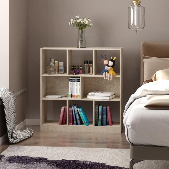 Bogreol stående hylde, 8 hylder, 97,5 x 30 x 100 cm, egetræslook