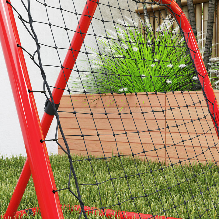 Fodbold reboundernet, foldbart, rebound wall, justerbar i 5 niveauer, metal, 78 x 84 x 65-78 cm, rød