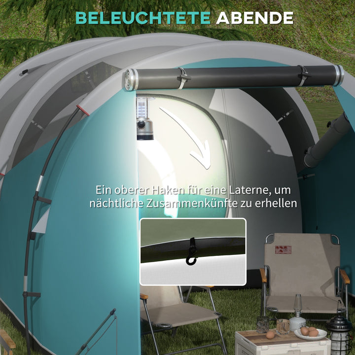 Campingtelt til 3 personer, separat opholds- og soveområde, 460L x 260B x 190H cm, blå