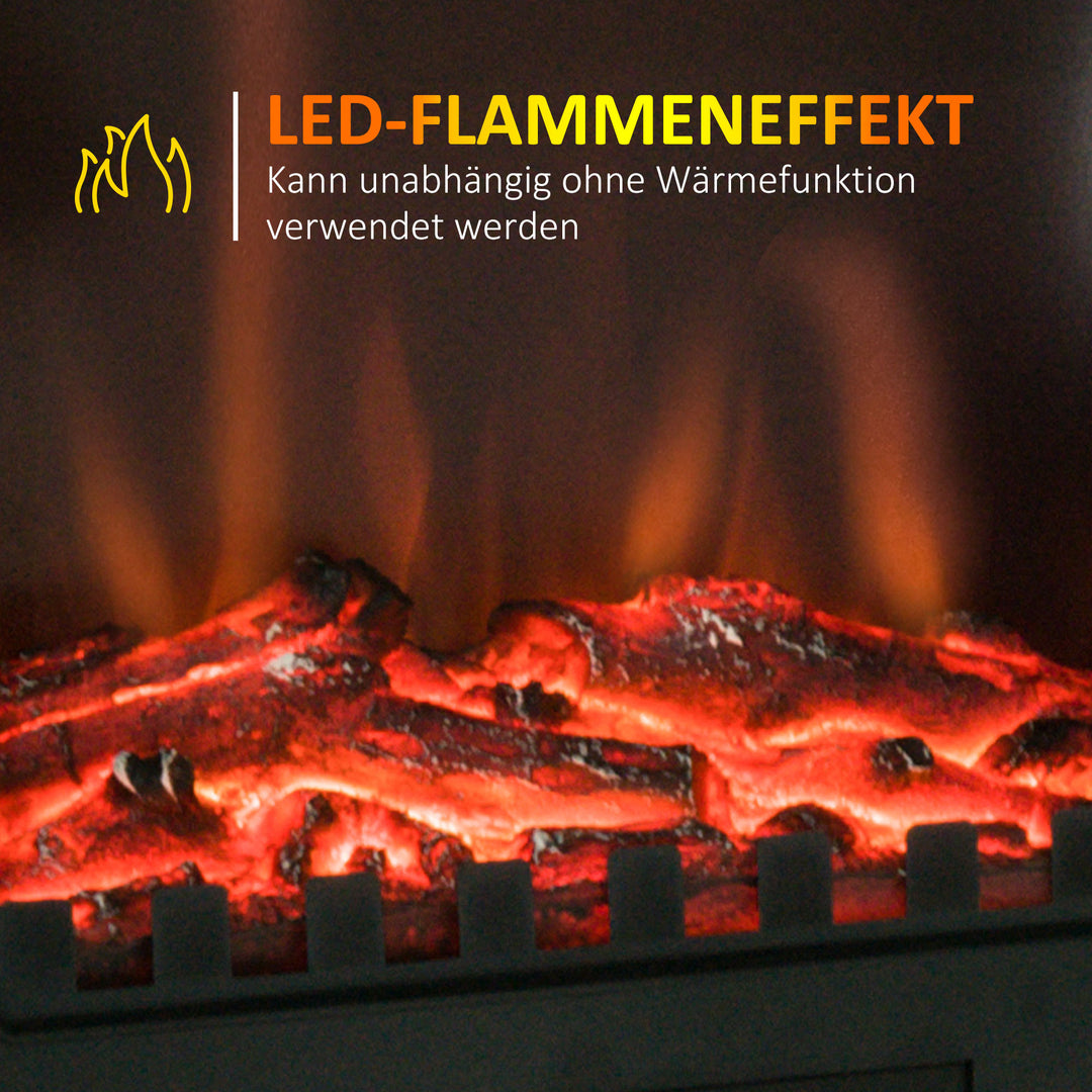Elektrisk pejs, led flammer, 1000/2000 w, justerbar temperatur og lysstyrke, metal, 39 x 23 x 56,5 cm