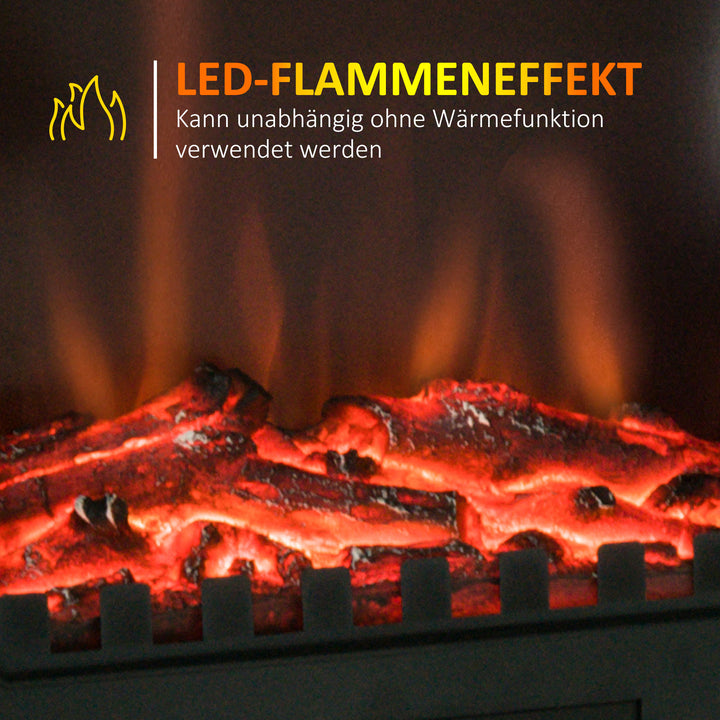 Elektrisk pejs, led flammer, 1000/2000 w, justerbar temperatur og lysstyrke, metal, 39 x 23 x 56,5 cm