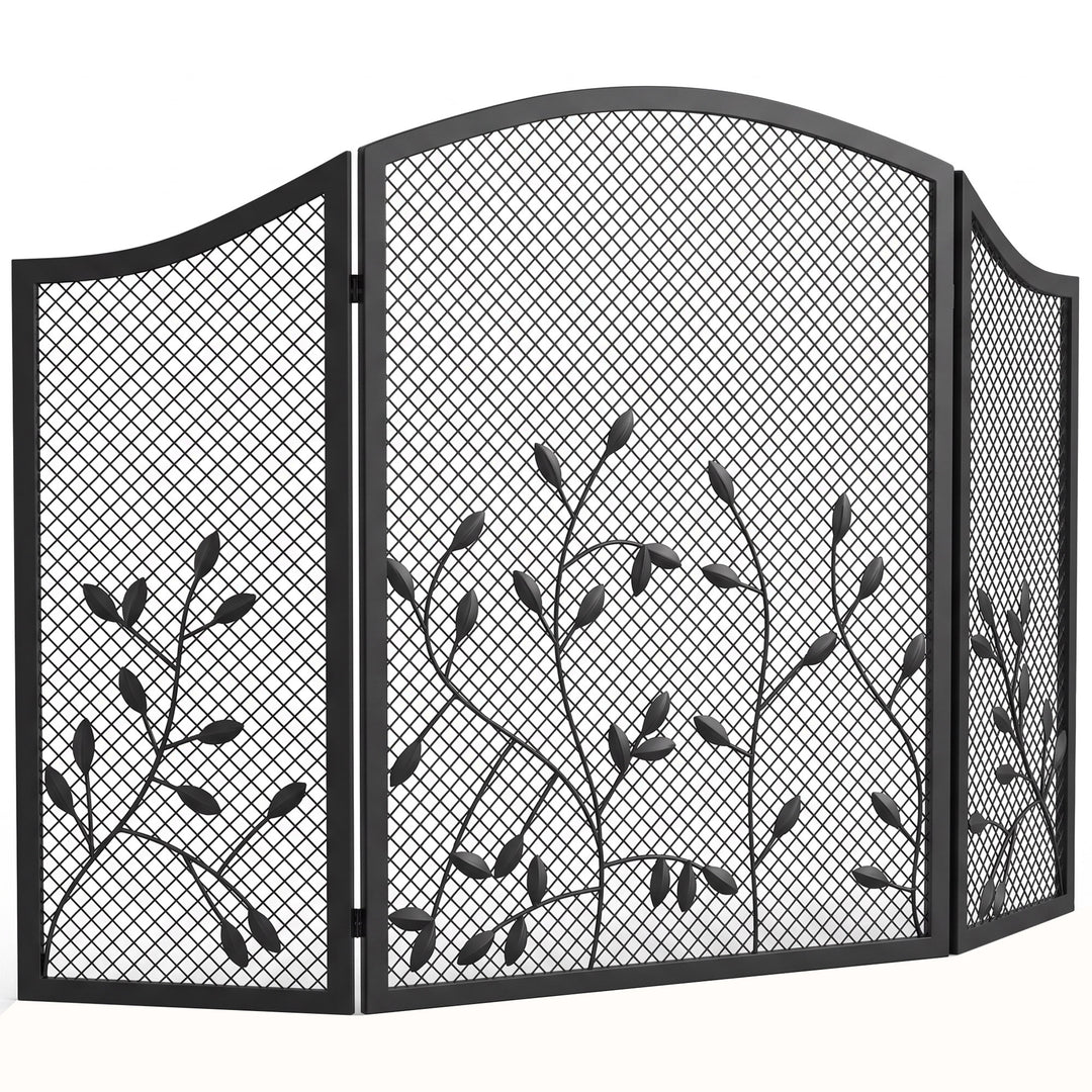 OMCOM Pejseskærm, 3-delt foldbar pejseskærm 122 x 75 cm