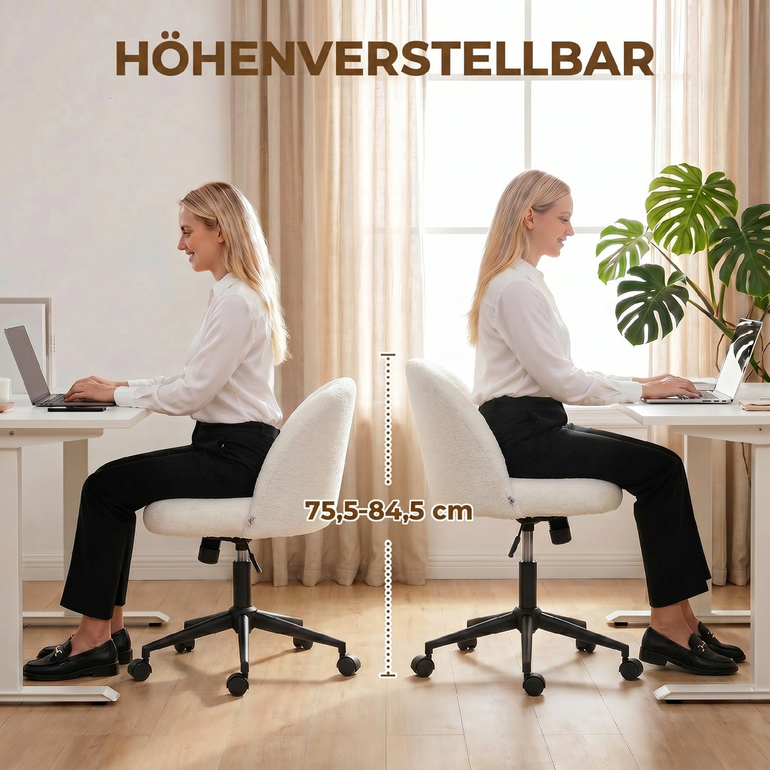 Skrivebordsstol, højdejusterbar drejestol, op til 120 kg, cremefarvet