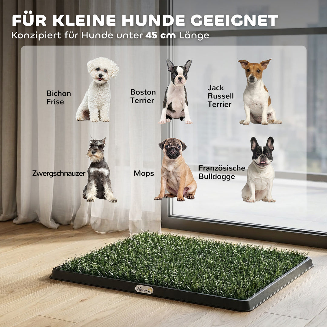 Hundetoilet 63 x 50,5 cm, hundetoilet med 2 vaskbare kunstgræsmåtter, hvalpetoilet til hunde til altan og hjem, sort+grøn