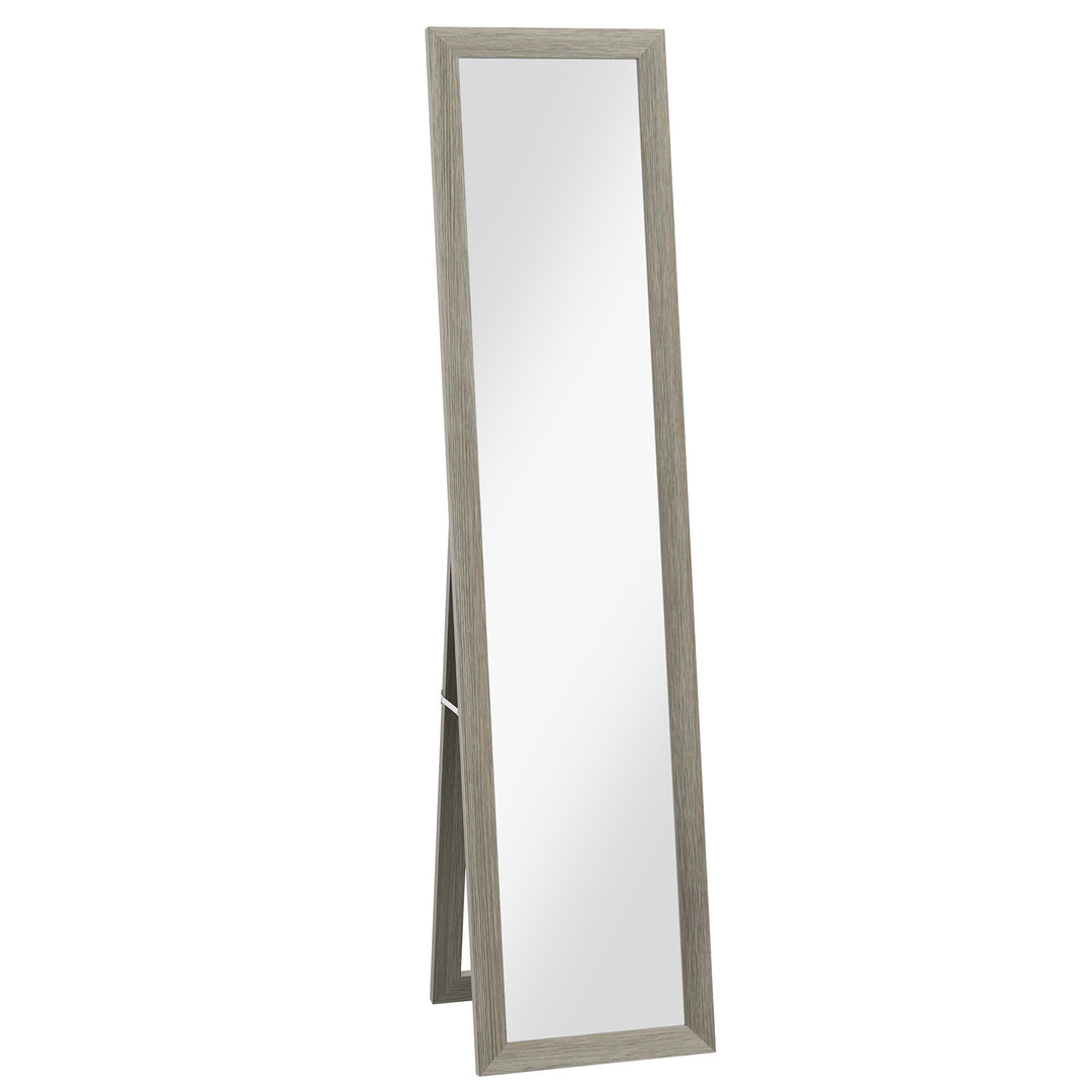 Helfigursspejl, 37 x 157 cm, til ophængning eller stående, rektangulært spejl til stue, soveværelse, grå