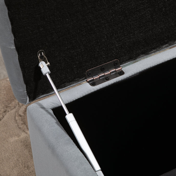 3-Delt opbevaringssæt, 2 x puffer, polstret kommode, fodskammel, opbevaringsboks, fodstøtte, lasteevne op til 130 kg, mikrofiberstof, skum, 75 x 40 x 42 cm, lysegrå