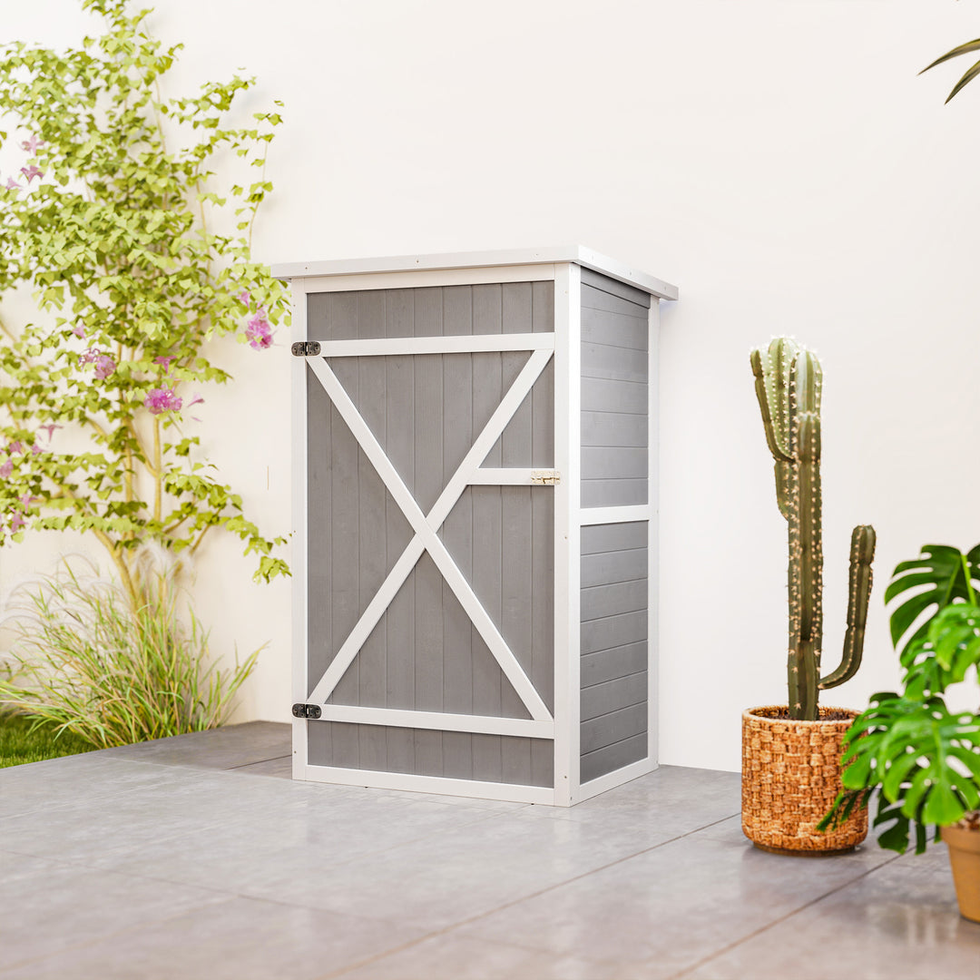 Redskabsskur med hylder vejrbestandig 75 x 56 x 115 cm grå
