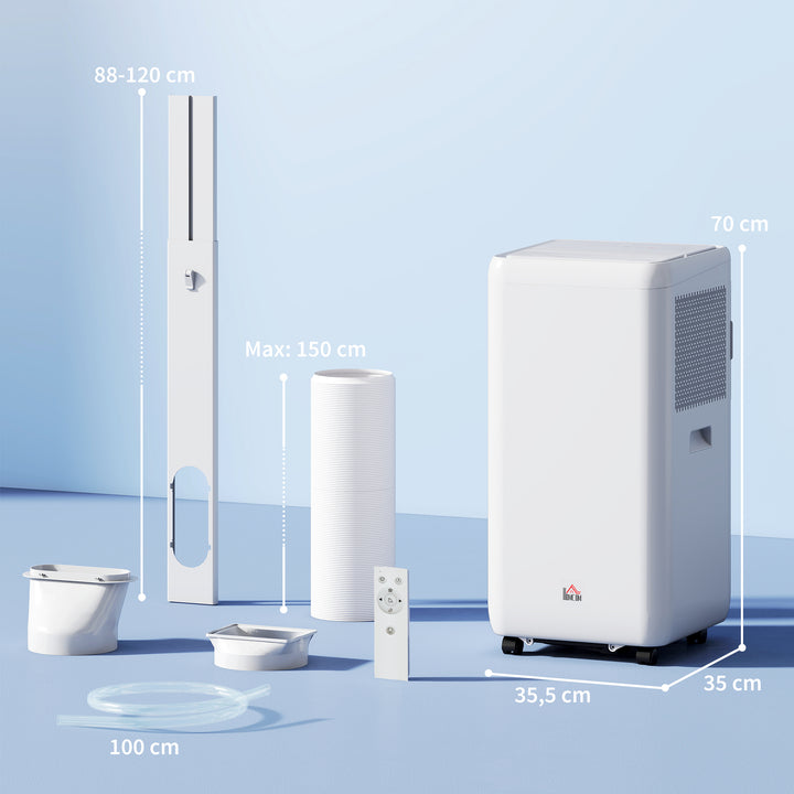 Bærbart klimaanlæg med udstødningsslange, 12000 BTU (3,5 kW), 5-i-1, 24-timers timer, fjernbetjening, op til 35 m²