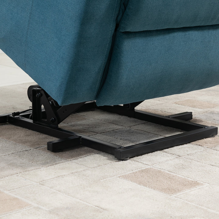 Elektrisk stol med ståhjælp til seniorer, tv-stol med sovefunktion, linned touch, blå, 83 x 89 x 102 cm