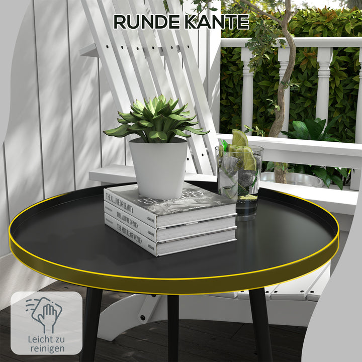 Udendørs sidebord, havebord, rundt terrassebord, stål, 40 x 50 cm, sort