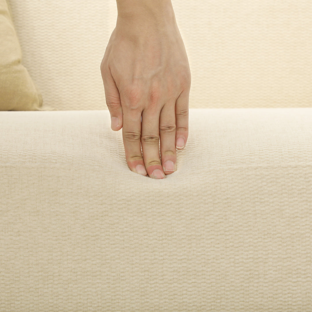 To-personers sofa, kompakt, hudvenligt betræk, op til 240 kg, 130x74x79 cm, cremehvid