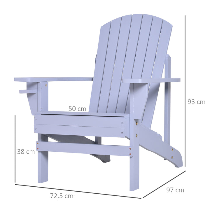 Adirondack havestol med kopholder haveliggestol balkonstol massivt træ grå 72,5 x 97 x 93 cm