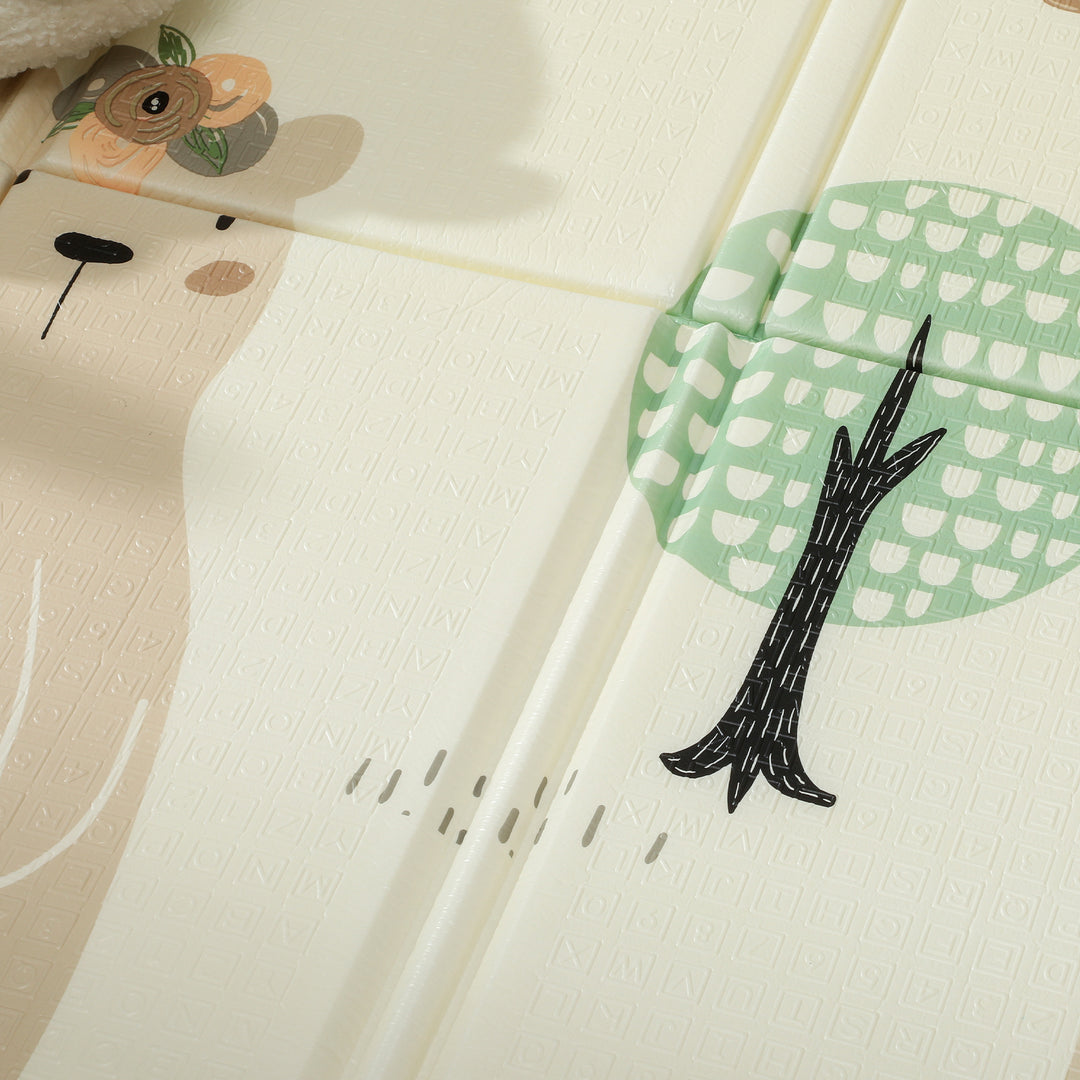 Babylegemåtte 196 x 176 x 1,5 cm sammenfoldelig dobbeltsidet krablemåtte flerfarvet