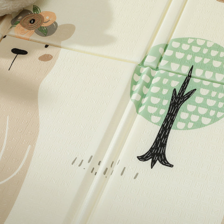 Babylegemåtte 196 x 176 x 1,5 cm sammenfoldelig dobbeltsidet krablemåtte flerfarvet