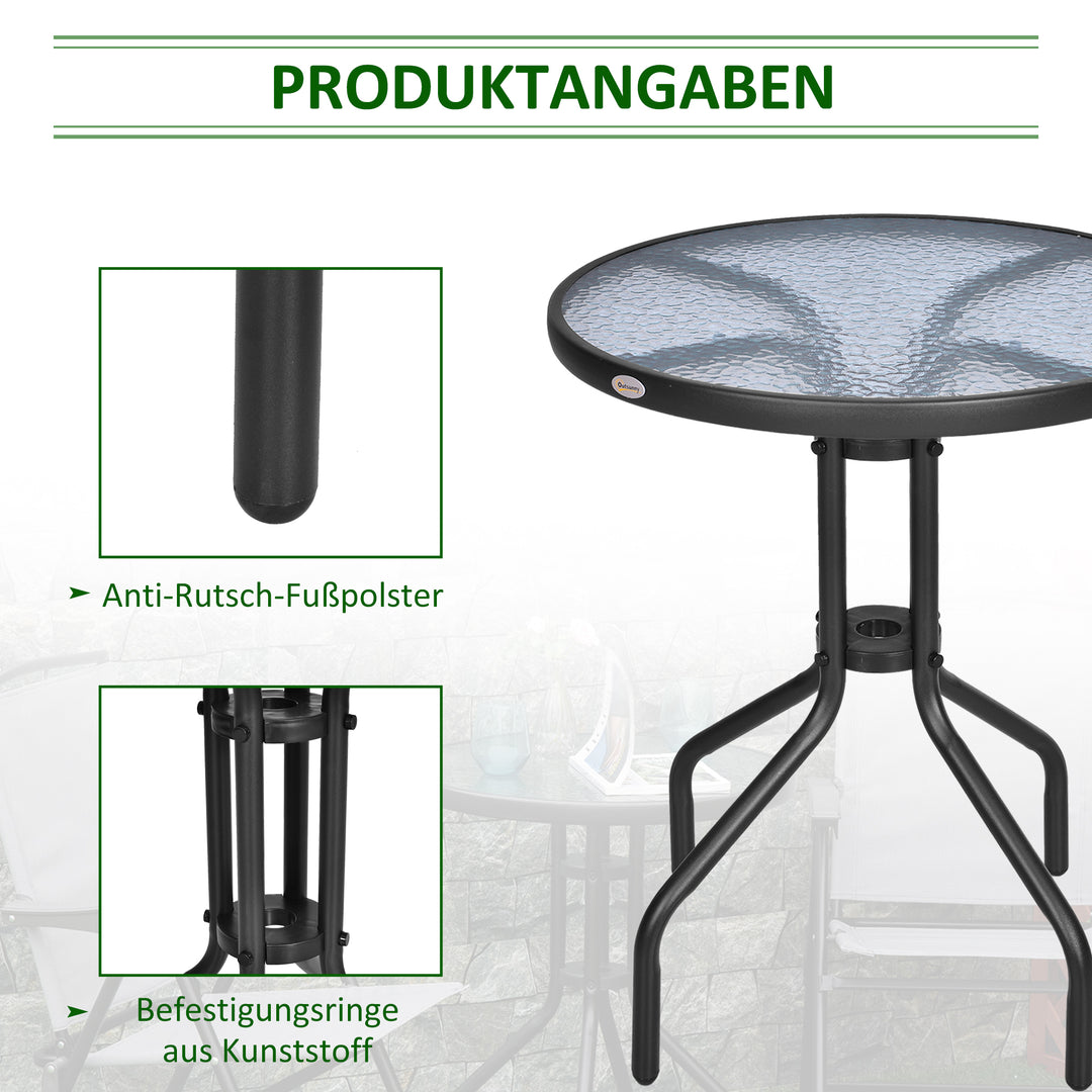 Havebord, balkonbord, bistrobord, glasbord, sidebord, metal + sikkerhedsglas × 60xh70cm