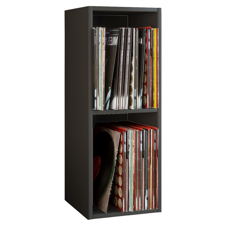 Vinylreol sort – 2 rum – 72x34x30 cm – Platto Mini