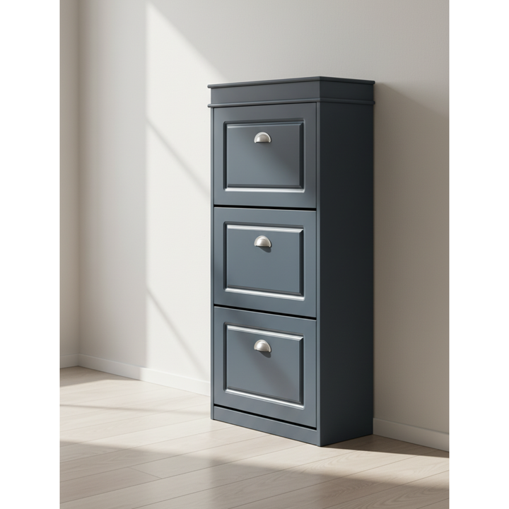 Pladsbesparende skoskab i trendy blå, 53x24x118 cm