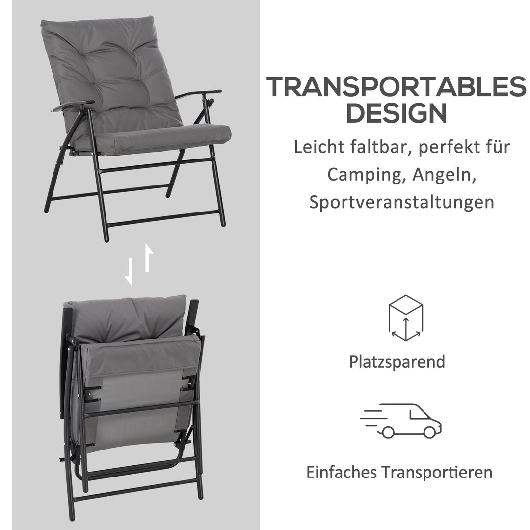 Campingstol, klapstol, sæde- og ryghynder, justerbar, grå
