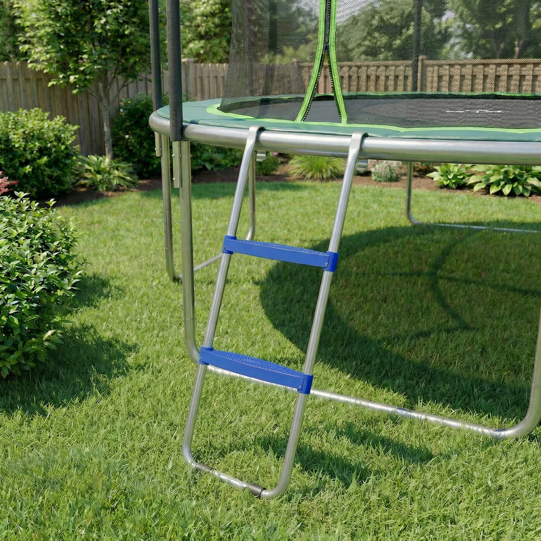 Trampolinstige 32/63 cm 2 trin Indstigningsstige Trampolinstige op til 150 kg med galvaniseret stålramme Blå