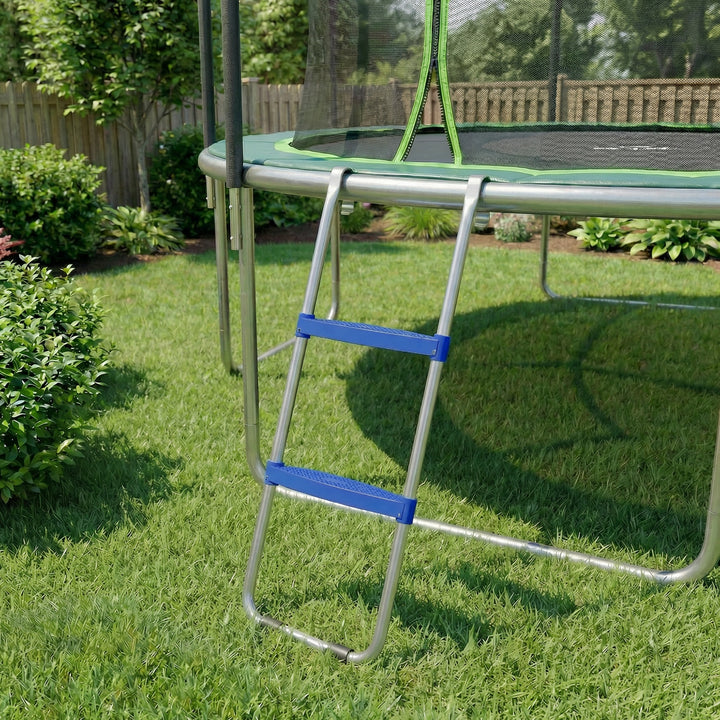 Trampolinstige 32/63 cm 2 trin Indstigningsstige Trampolinstige op til 150 kg med galvaniseret stålramme Blå