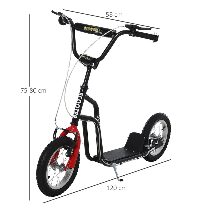 Børne scooter styr justerbart scooter kick scooter city scooter børne scooter kickboard med pneumatiske dæk 12 tommer fra 5 år sort 120 x 58 x 75-80 cm