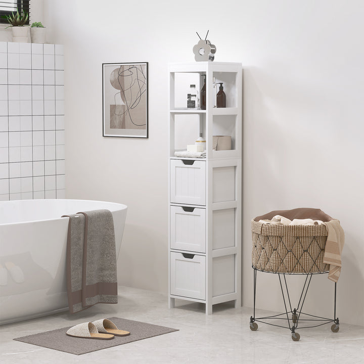Badeværelsesskab, 2 hylder, 3 skuffer, vandafvisende materiale, hvid