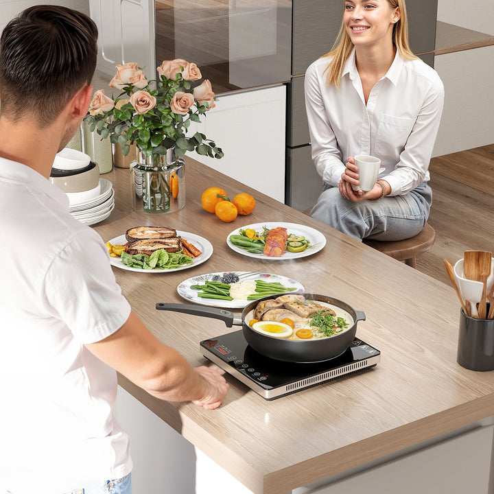 Induktionskogeplade med 10 temperaturniveauer, touchpanel, sort