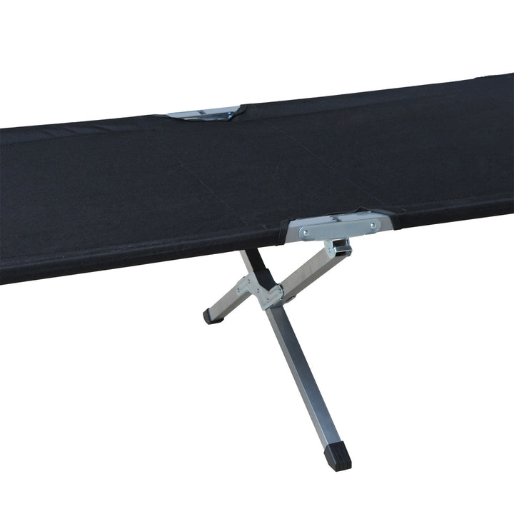 Campingseng, sammenklappelig seng, liggestol med taske, 193 x 64 x 40 cm (sort)