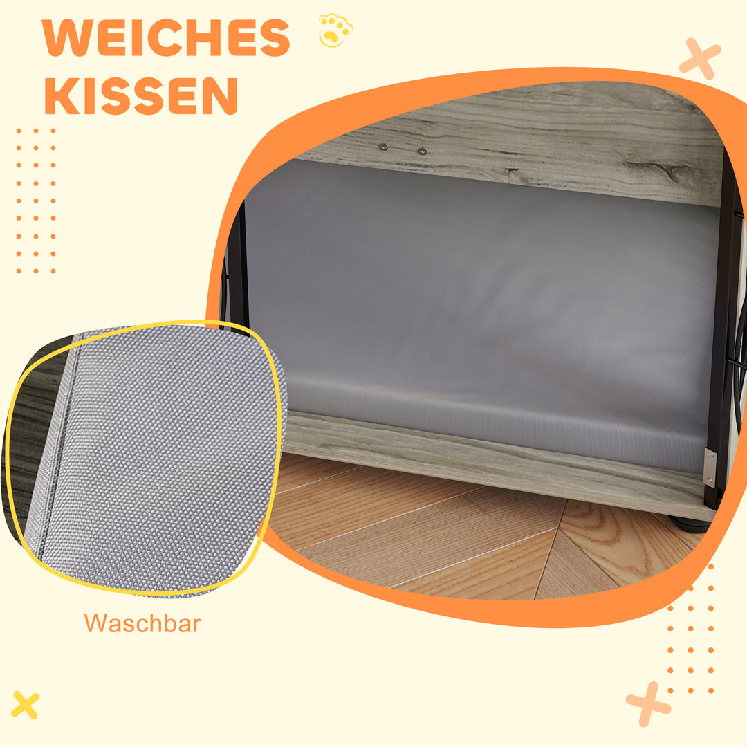 Hundebur, låsbart hundebur til store hunde, grå