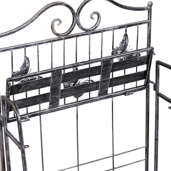 Plantehylde plantestativ blomsterhylde blomsterstativ blomstertrappe havehylde 3 niveauer metal sølvgrå 44 x 25 x 96 cm