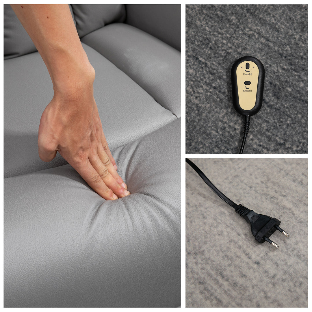 Lænestol tv-stol med kabelfjernbetjening og sidelomme, 80 x 94 x 104 cm, grå