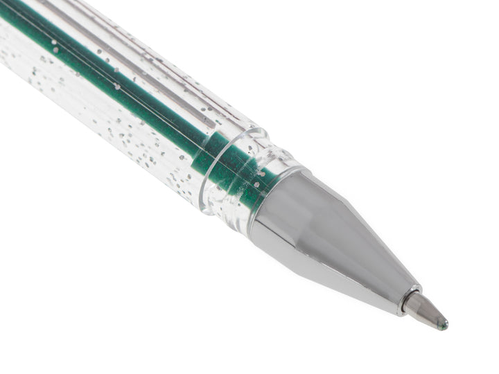 Sæt med 50 farvede glittergelpenne.