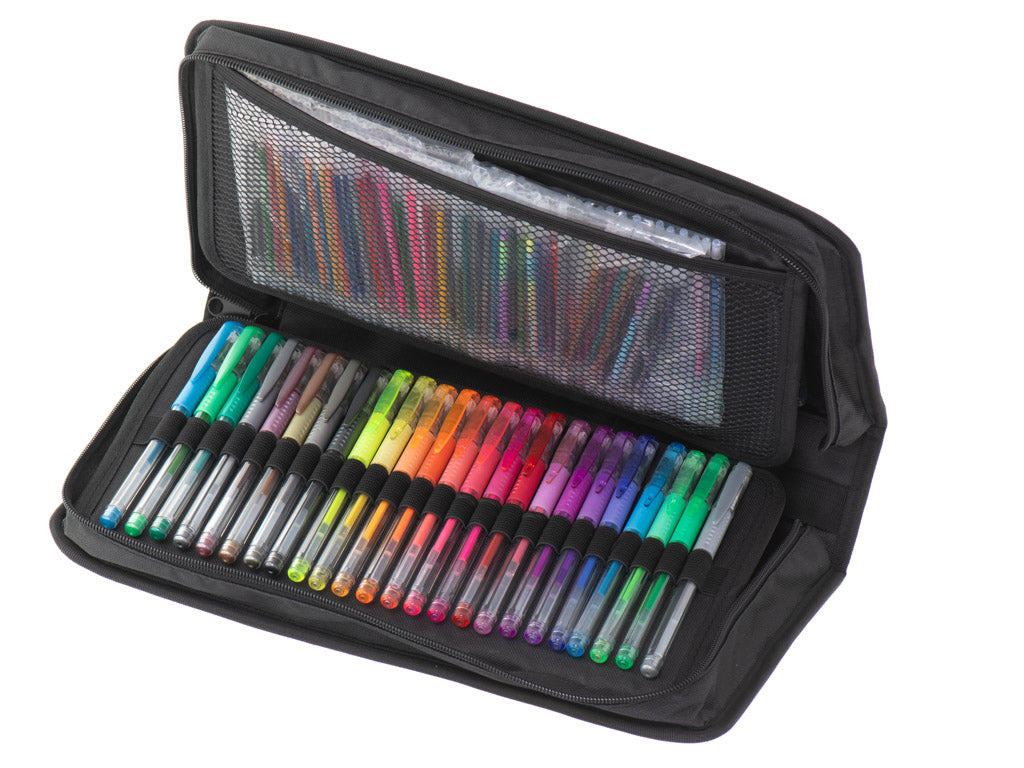 Farvede gelpenne i etui med 120 stk. + 120 refills