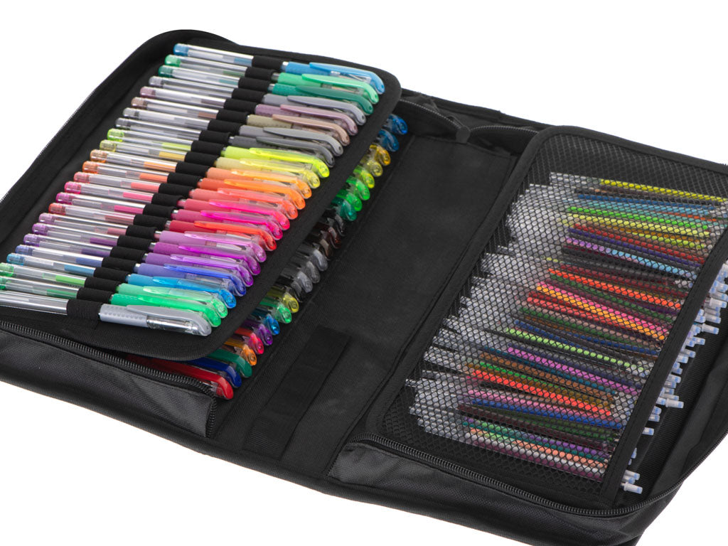 Farvede gelpenne i etui med 120 stk. + 120 refills