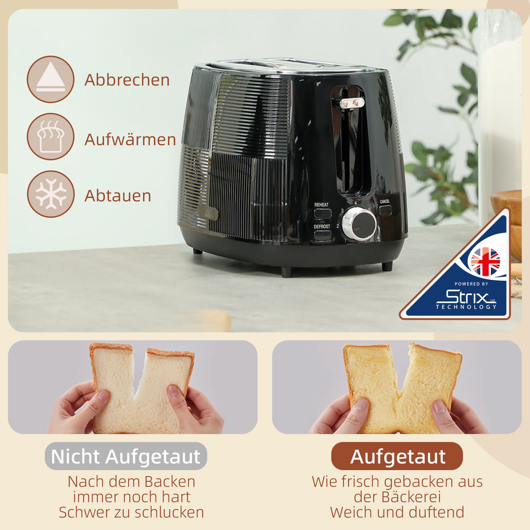 Elkedel- og brødristersæt, 1,7 L, forskellige funktioner, rustfrit stål, sort