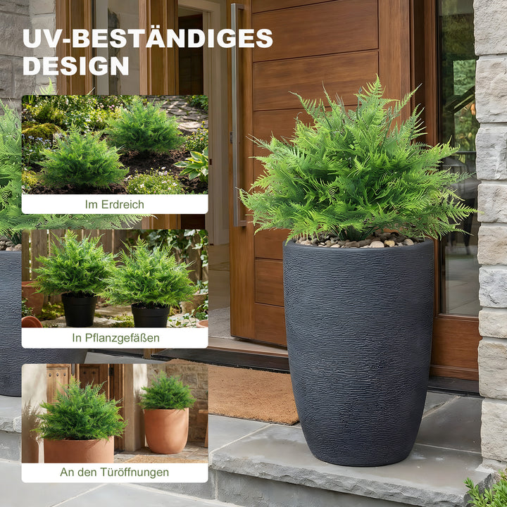 Kunstige Bostonbregnebuske, UV-bestandige, kunstige planter med pæle, sæt med 2, 60 cm til have, veranda