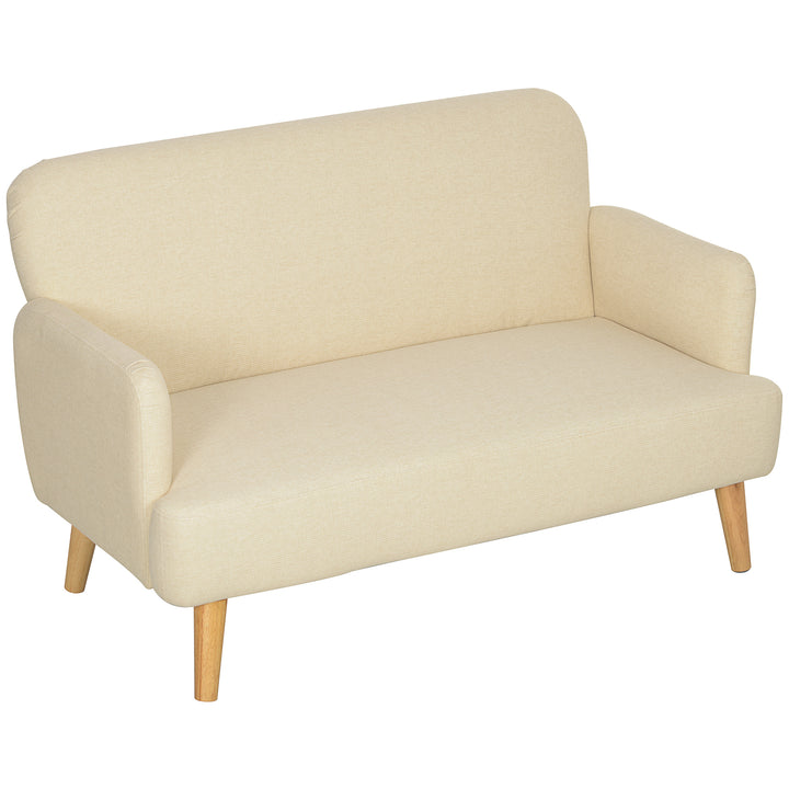 To-personers sofa, kompakt, hudvenligt betræk, op til 240 kg, 130x74x79 cm, cremehvid
