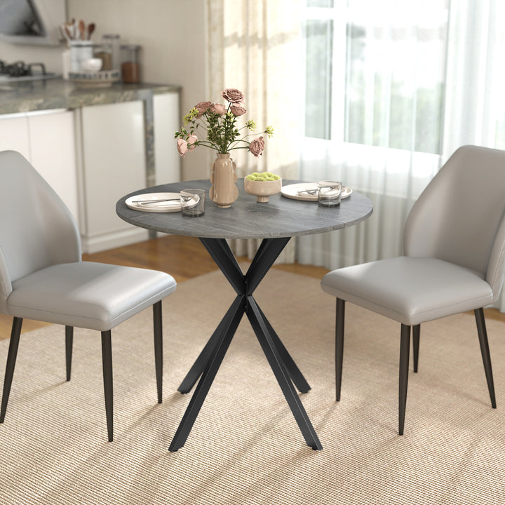 Rundt køkkenbord, 80 cm, kompakt bordplade, spånplade, metal, grå