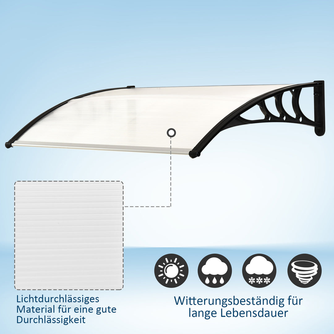 Baldakin til hoveddør 75 x 100 cm nedhængt baldakin tagdækning polycarbonat hvid