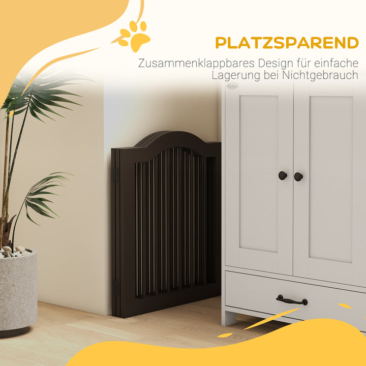 Hundegitter, 3 paneler, foldbar, massivt træ og mdf, 154,5 x 29,5 x 61 cm, kaffe