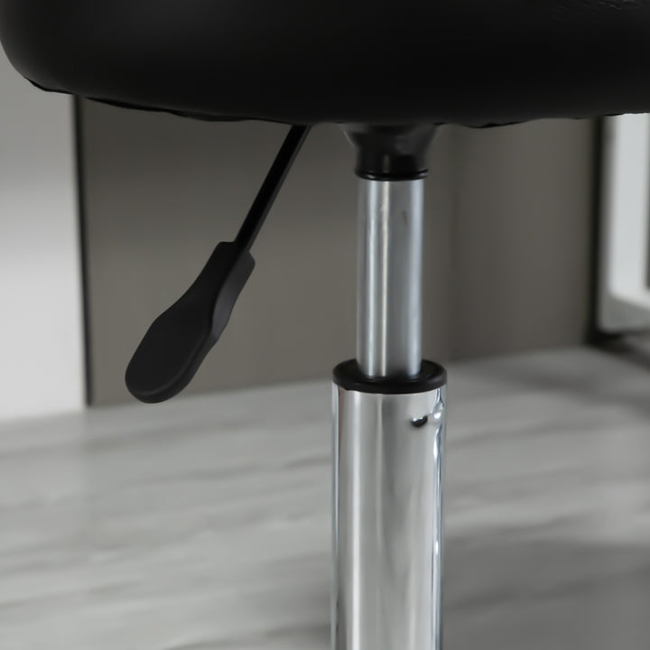 Sæt med 2 rullestole, højdejusterbare, drejestole 48-63 cm, arbejdsstol 360° drejelig, kontorstol til kontor, salon, massage, spa, sort