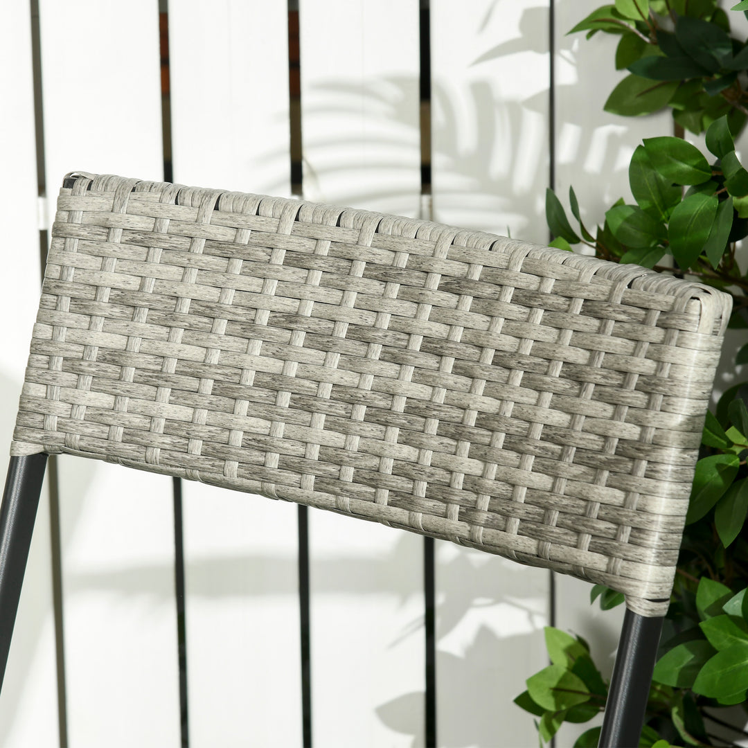 3-Delt havemøbelsæt, 2 klapstole, 1 klapbord, rattan-look, metalstel, lysegrå