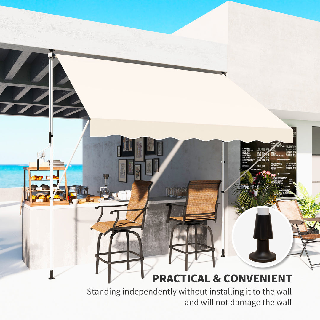 Klemmemarkise med håndsving, højdejusterbar, leddelt armmarkise, smudsafvisende, vejrbestandig, balkonmarkise 150 cm bred, terrassemarkise til terrasse, balkon, veranda, beige