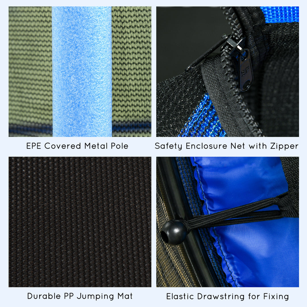 Trampolin til børn, 163 cm diameter, med sikkerhedsnet, indendørs og udendørs, lasteevne op til 50 kg, stål, plastik, blå